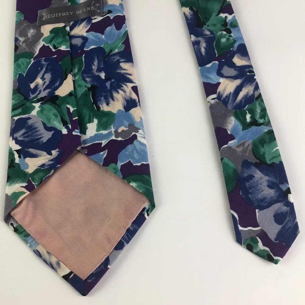 Vintage Geoffrey Beene Tie Purple Floral Cotton Print
